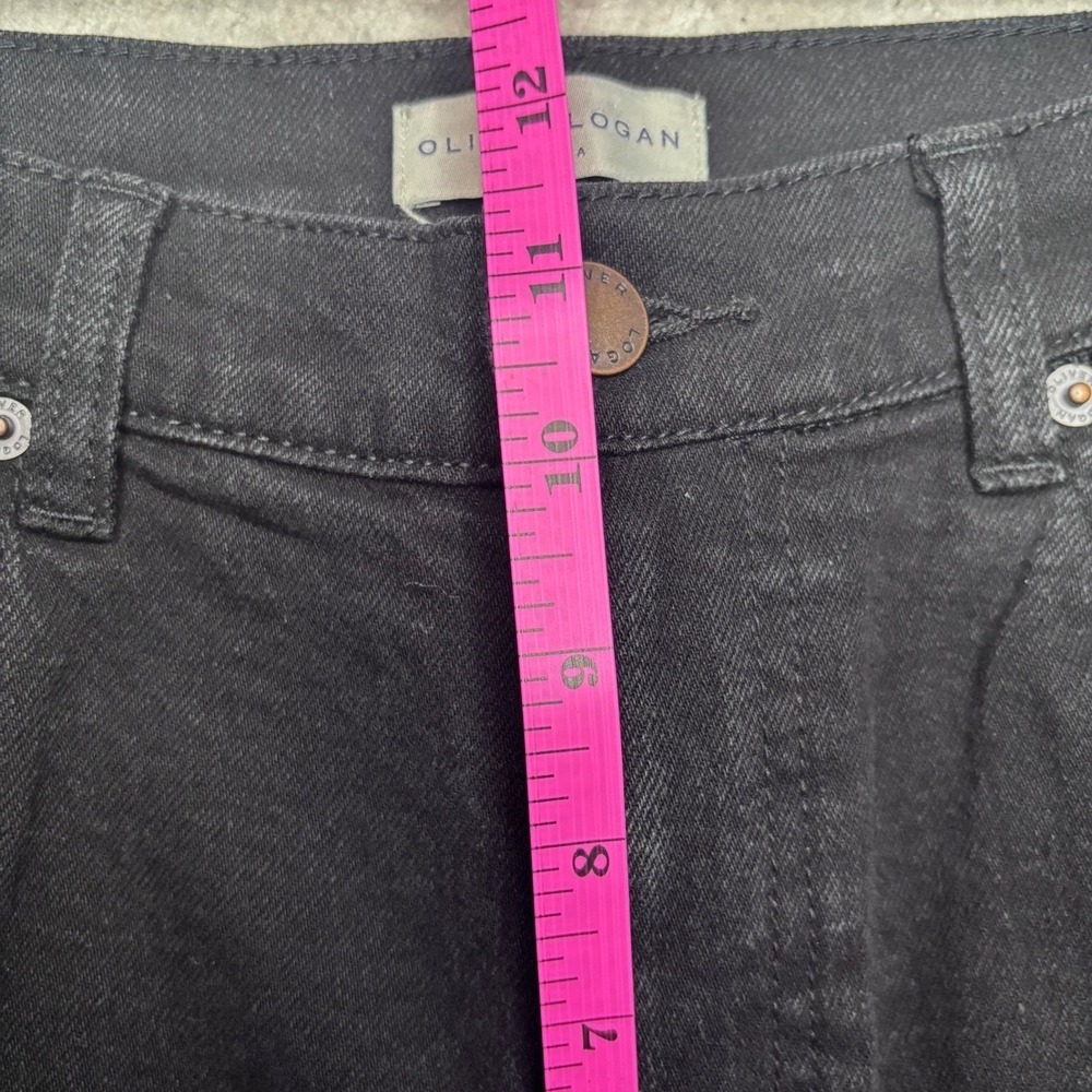 Oliver Logan Womens High Rise Wide Leg Raw Hem Jeans Black Stretch Classic 28 - Picture 7 of 9